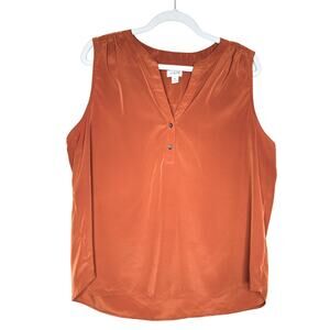 J.Crew Factory Sleeveless V-Neck Popover Top Size XL Burnt Orange Blouse Office